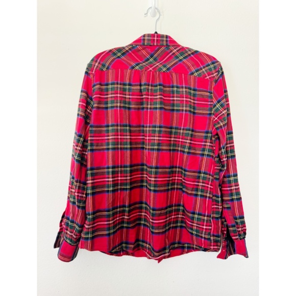 L.L. Bean Womens Scotch Plaid Flannel Shirt Relaxed Fit 12 - Picture 3 of 4